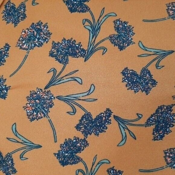 GILLI / Flowy Lightweight Surplice Floral Dress w/ Tie Belt Tan Brown Sz M - Picture 10 of 12